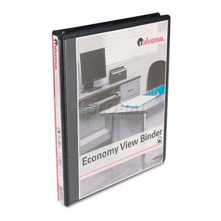 Universal Universal Round Ring Economy Vinyl View Binder, 1/2" Capacity, Black UNV20951***